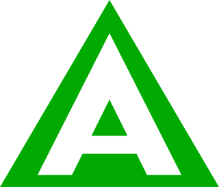 A in a green triangle