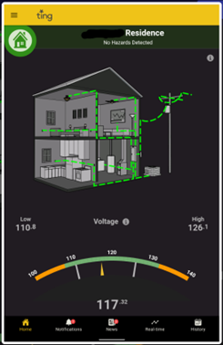 Ting App Screen shot example of electrical flow